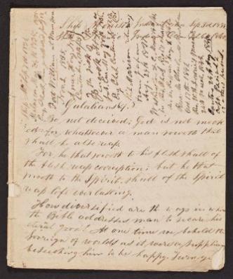 A page from a sermon Parker delivered abroad Ship Morrison, en route to China.