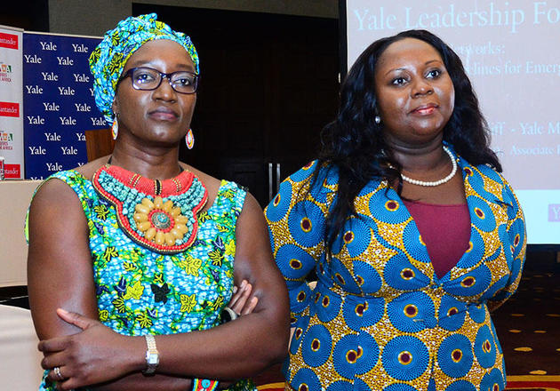 Elizabeth Elango-Bintliff ’99 (left) and Ruth Botsio ’09 moderated for a session titled, “Leveraging the Power of Mentoring” at the Yale Leadership Forum in Accra, Ghana.