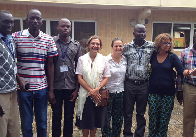 Serap Aksoy (center, wearing shawl) and Dr. Adalgisa Caccone (wearing blue shirt) from Yale EEB pictured with Yale postdoctoral fellow Dr. Norah Saarman and other graduate students from Kenya and Uganda at a Tsetse Workshop.