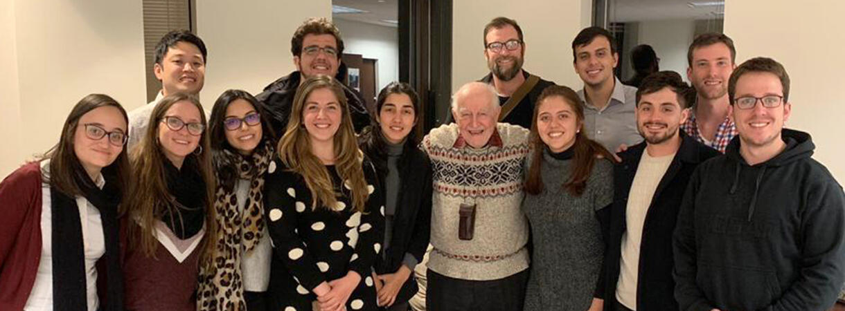 Linkage program participants visit with former Yale Law School Dean Guido Calabresi (center), who is currently Senior Judge of the United States Court of Appeals for the Second Circuit, and Sterling Professor Emeritus of Law at Yale.